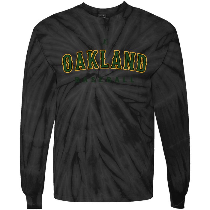 Oakland City Baseball Retro Vintage Baseball Lover Oakland Tie-Dye Long Sleeve Shirt