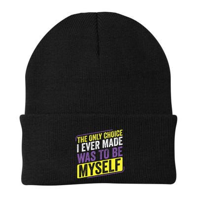 Only Choice Be Myself Lgbt Enby Non Binary Flag Knit Cap Winter Beanie
