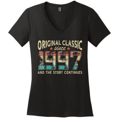 Original Classic Born 1997 And The Story Continues Birthday Women's V-Neck T-Shirt