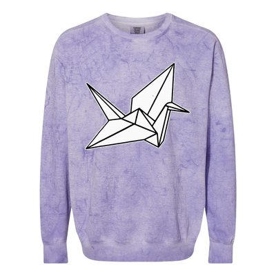 Origami Crane Blackwork Minimal Colorblast Crewneck Sweatshirt