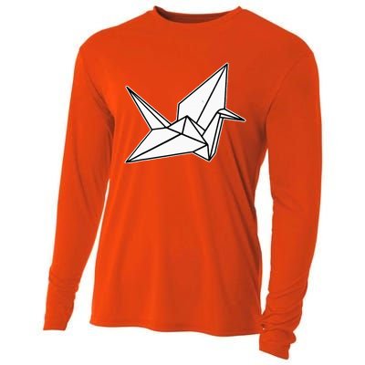 Origami Crane Blackwork Minimal Cooling Performance Long Sleeve Crew