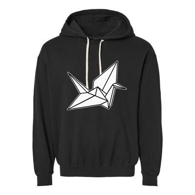 Origami Crane Blackwork Minimal Garment-Dyed Fleece Hoodie