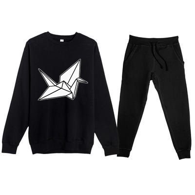 Origami Crane Blackwork Minimal Premium Crewneck Sweatsuit Set