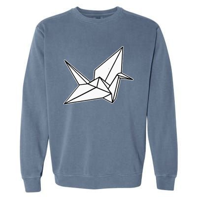 Origami Crane Blackwork Minimal Garment-Dyed Sweatshirt