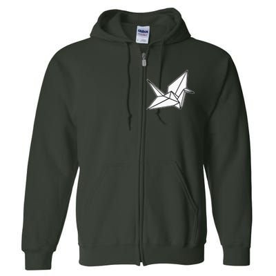 Origami Crane Blackwork Minimal Full Zip Hoodie