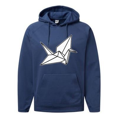 Origami Crane Blackwork Minimal Performance Fleece Hoodie