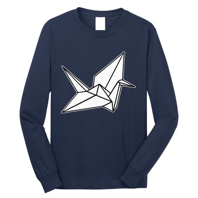 Origami Crane Blackwork Minimal Long Sleeve Shirt