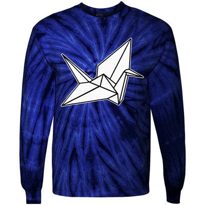 Origami Crane Blackwork Minimal Tie-Dye Long Sleeve Shirt