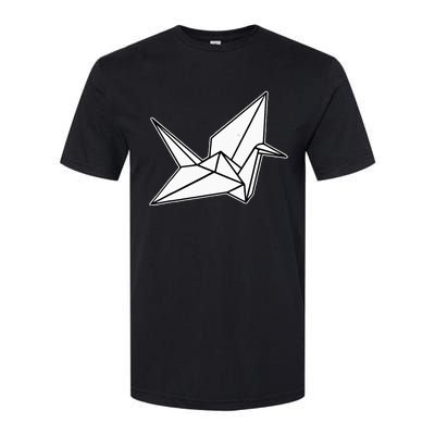 Origami Crane Blackwork Minimal Softstyle CVC T-Shirt