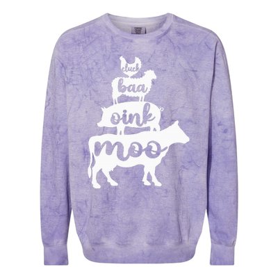 Oink Cluck Baa Moo Birthday Pig Chicken Cow Farmer Colorblast Crewneck Sweatshirt