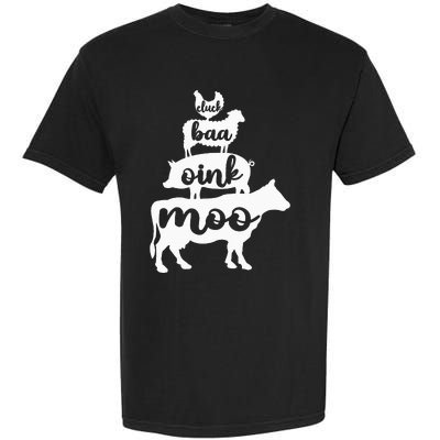 Oink Cluck Baa Moo Birthday Pig Chicken Cow Farmer Garment-Dyed Heavyweight T-Shirt