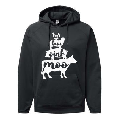 Oink Cluck Baa Moo Birthday Pig Chicken Cow Farmer Performance Fleece Hoodie