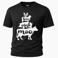 Oink Cluck Baa Moo Birthday Pig Chicken Cow Farmer Cooling Performance Crew T-Shirt