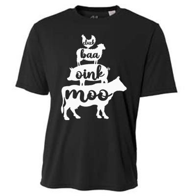 Oink Cluck Baa Moo Birthday Pig Chicken Cow Farmer Cooling Performance Crew T-Shirt