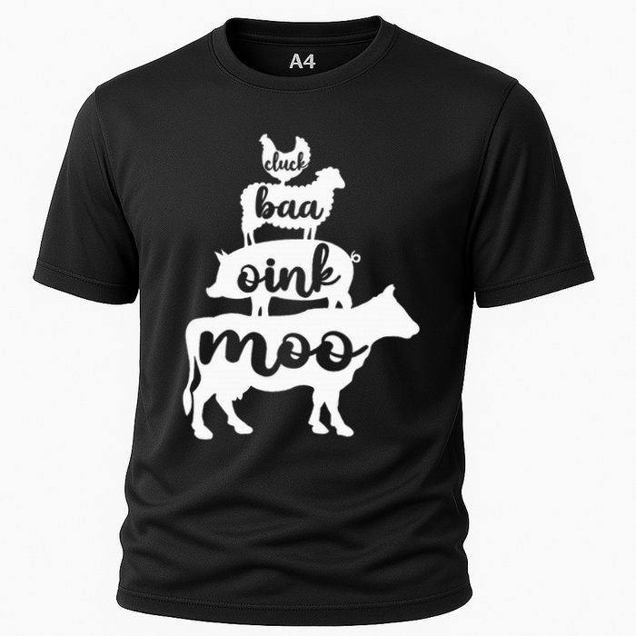 Oink Cluck Baa Moo Birthday Pig Chicken Cow Farmer Cooling Performance Crew T-Shirt