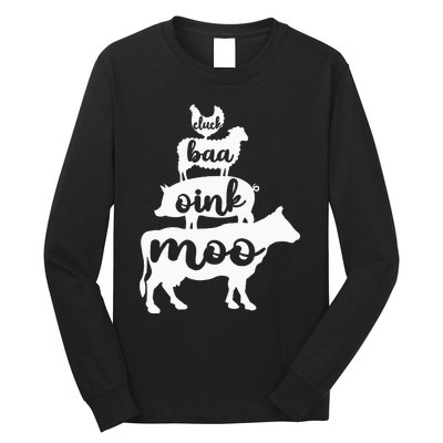 Oink Cluck Baa Moo Birthday Pig Chicken Cow Farmer Long Sleeve Shirt