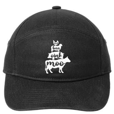 Oink Cluck Baa Moo Birthday Pig Chicken Cow Farmer 7-Panel Snapback Hat