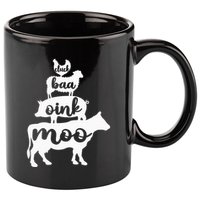 Oink Cluck Baa Moo Birthday Pig Chicken Cow Farmer 11oz C Handle Ceramic Mug