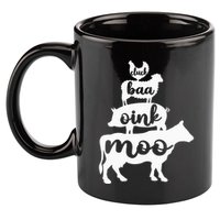 Oink Cluck Baa Moo Birthday Pig Chicken Cow Farmer 11oz C Handle Ceramic Mug