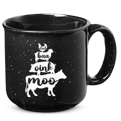 Oink Cluck Baa Moo Birthday Pig Chicken Cow Farmer 15oz Campfire Ceramic Mug