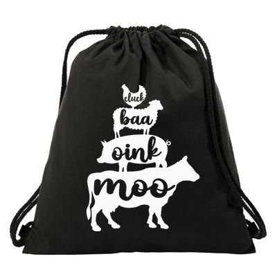 Oink Cluck Baa Moo Birthday Pig Chicken Cow Farmer Drawstring Bag
