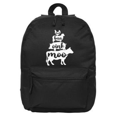 Oink Cluck Baa Moo Birthday Pig Chicken Cow Farmer 16 in Basic Backpack