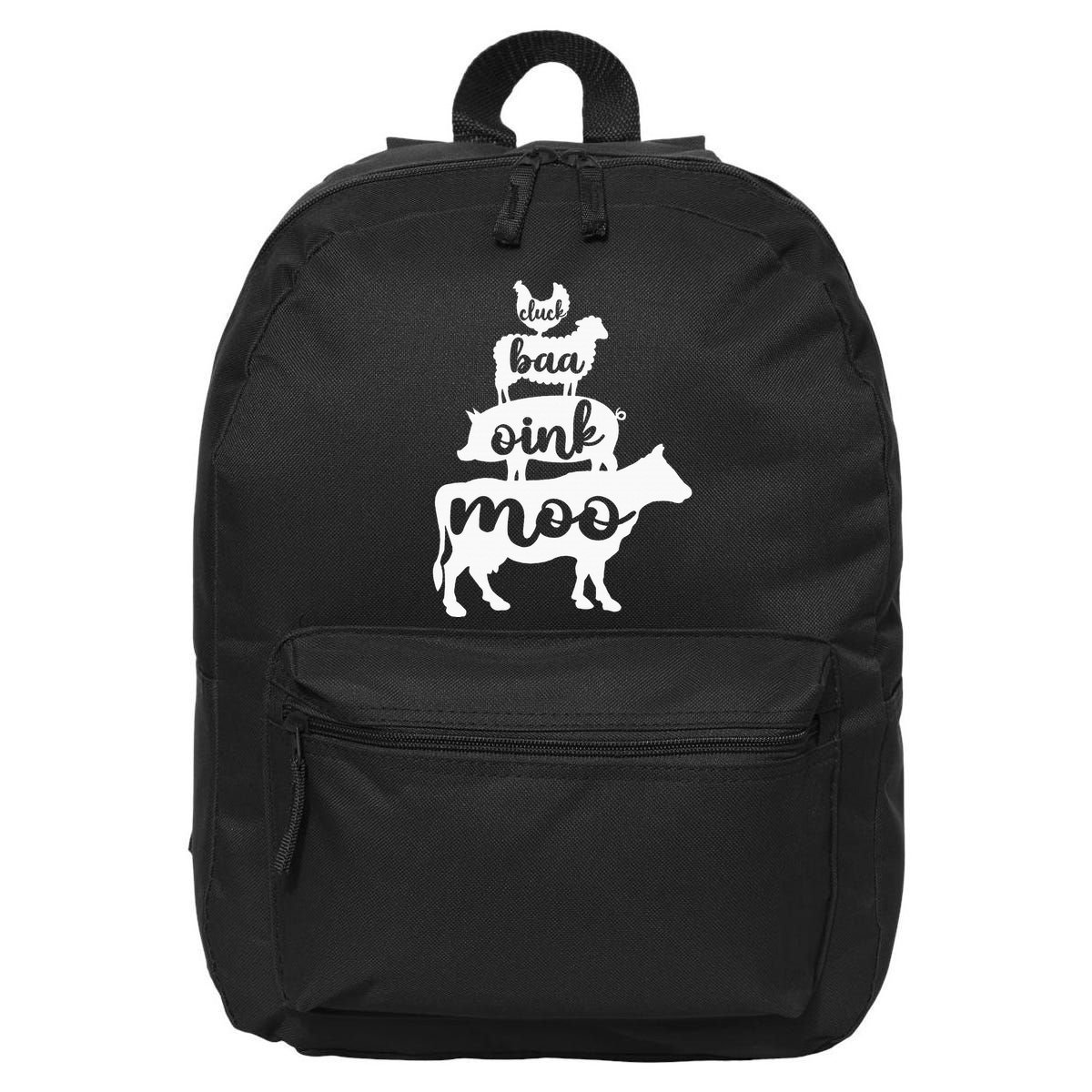Oink Cluck Baa Moo Birthday Pig Chicken Cow Farmer 16 in Basic Backpack