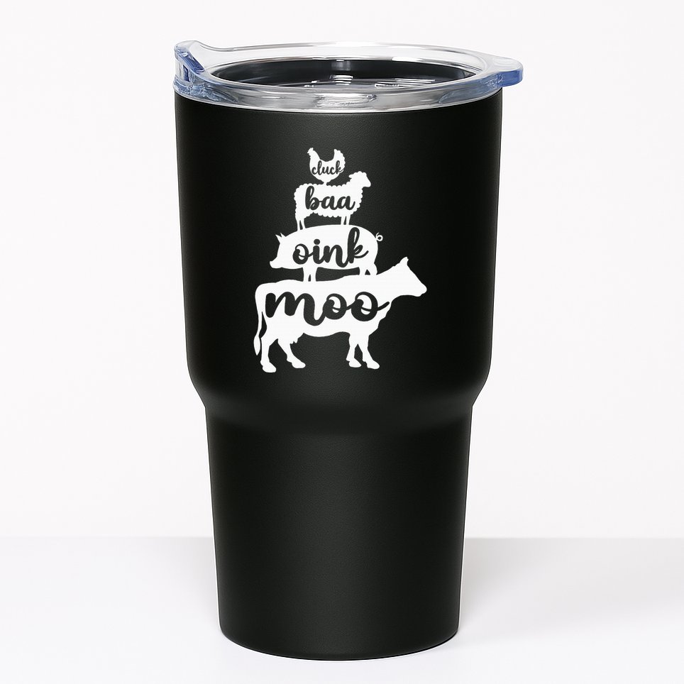 Oink Cluck Baa Moo Birthday Pig Chicken Cow Farmer Tumbler