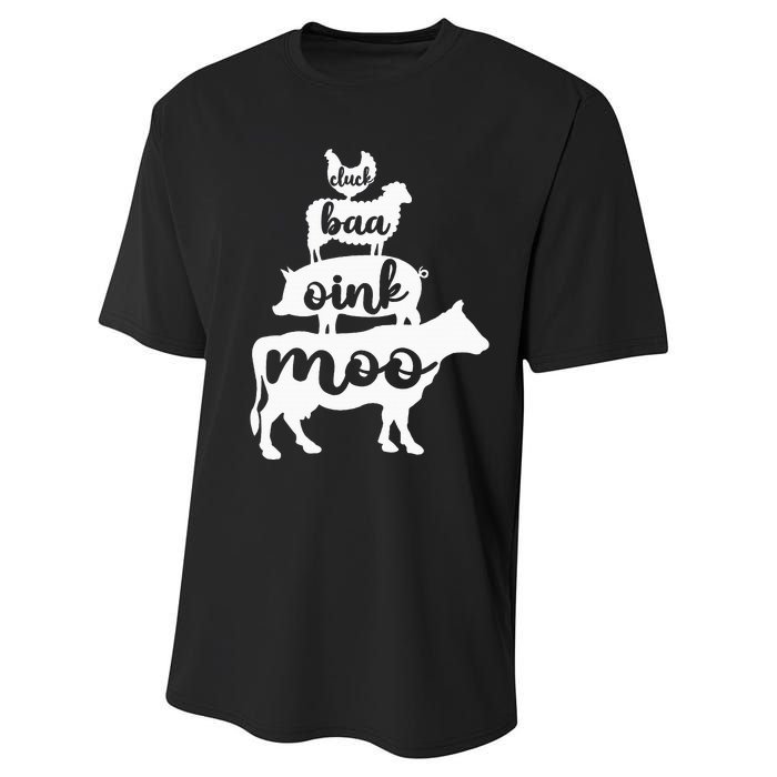 Oink Cluck Baa Moo Birthday Pig Chicken Cow Farmer Performance Sprint T-Shirt