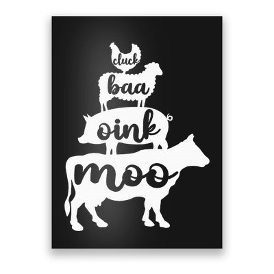 Oink Cluck Baa Moo Birthday Pig Chicken Cow Farmer Poster