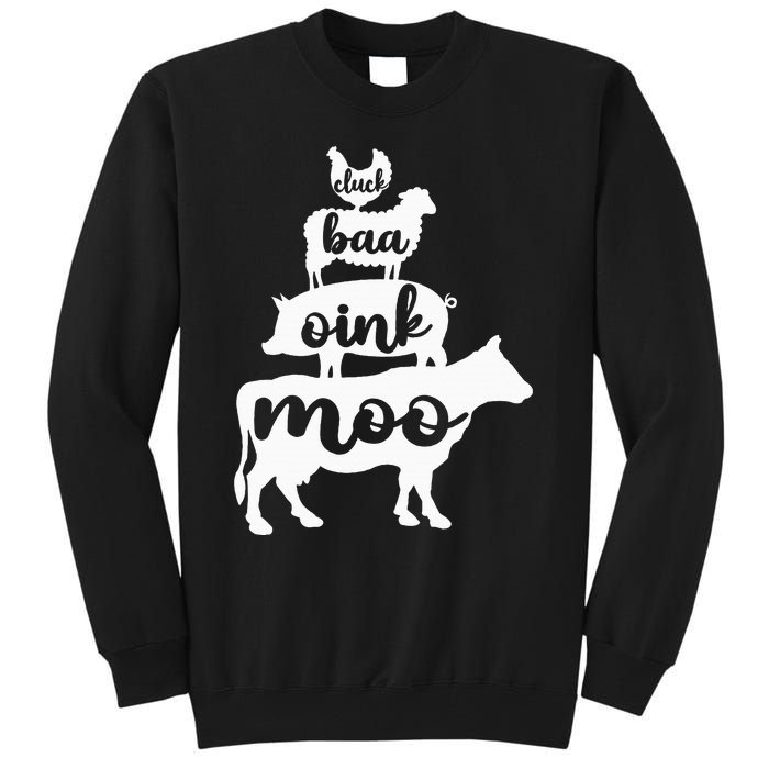 Oink Cluck Baa Moo Birthday Pig Chicken Cow Farmer Tall Sweatshirt