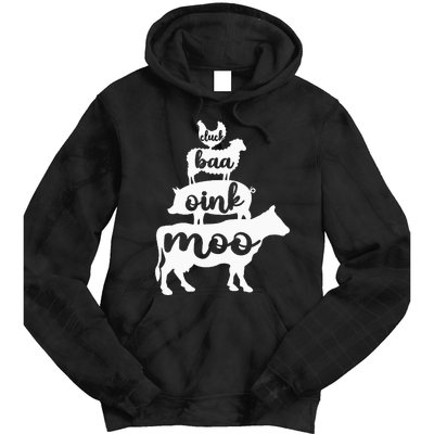 Oink Cluck Baa Moo Birthday Pig Chicken Cow Farmer Tie Dye Hoodie