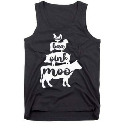 Oink Cluck Baa Moo Birthday Pig Chicken Cow Farmer Tank Top