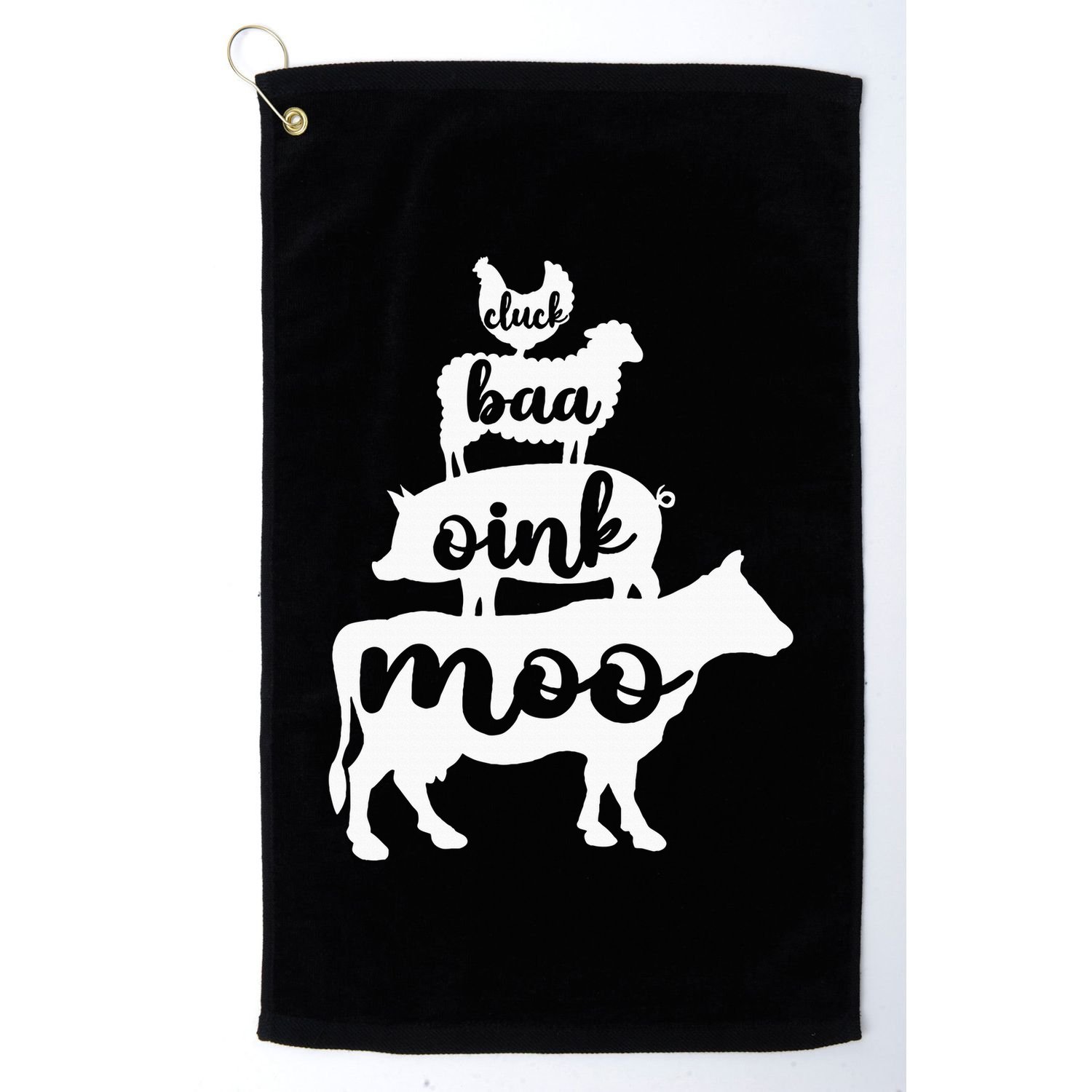 Oink Cluck Baa Moo Birthday Pig Chicken Cow Farmer Golf Towel