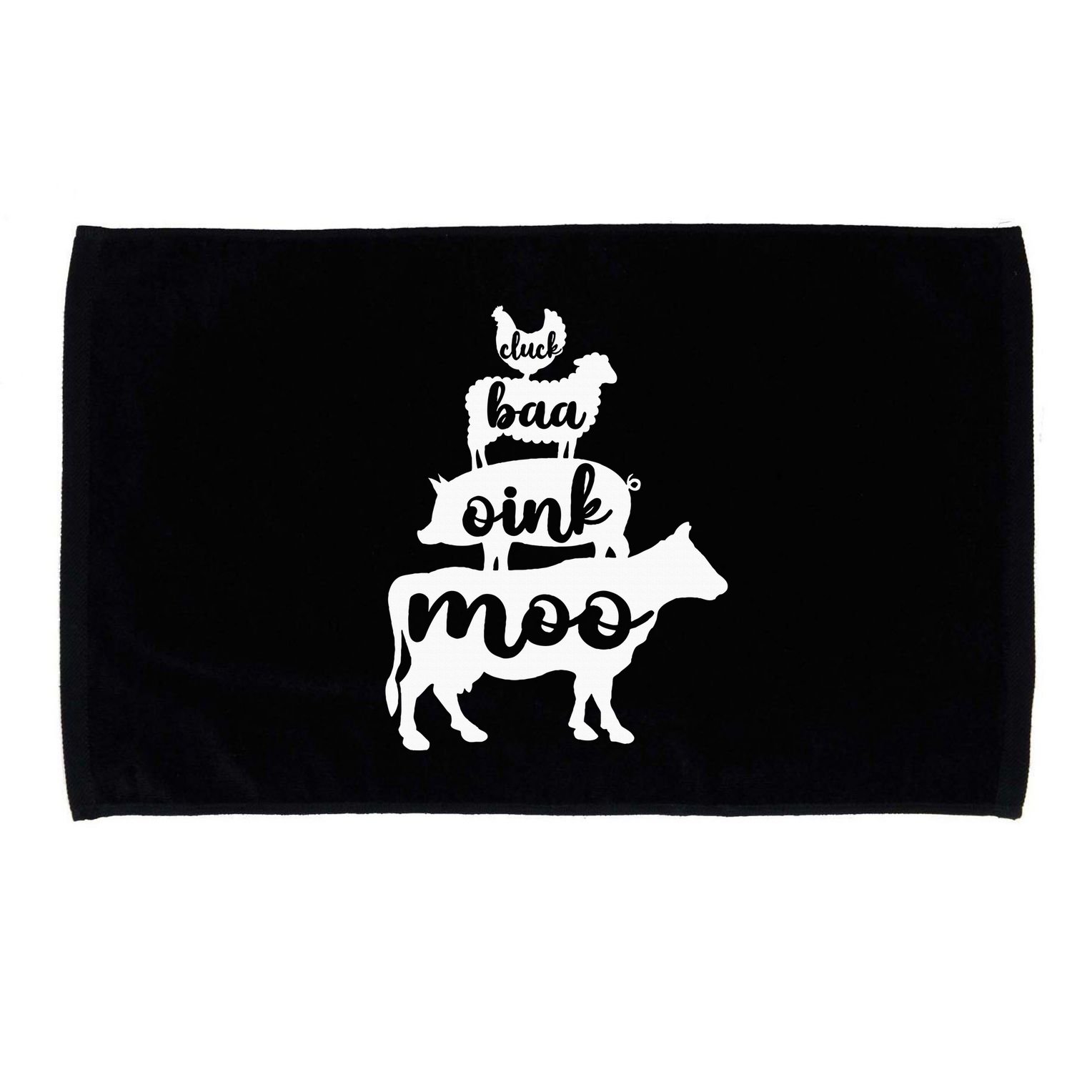 Oink Cluck Baa Moo Birthday Pig Chicken Cow Farmer Microfiber Hand Towel