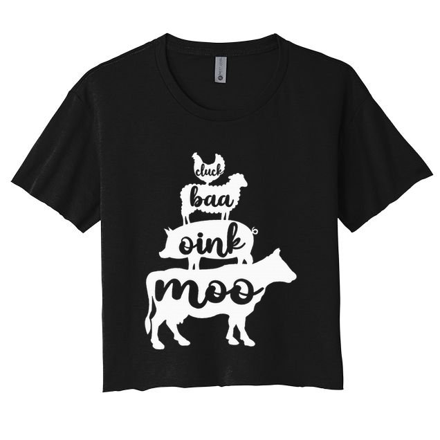 Oink Cluck Baa Moo Birthday Pig Chicken Cow Farmer Crop Top