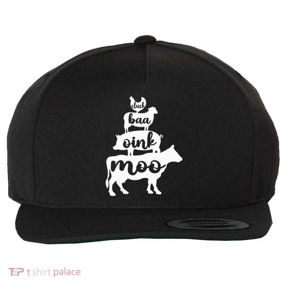Oink Cluck Baa Moo Birthday Pig Chicken Cow Farmer Wool Snapback Cap