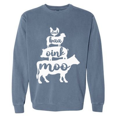 Oink Cluck Baa Moo Birthday Pig Chicken Cow Farmer Garment-Dyed Sweatshirt