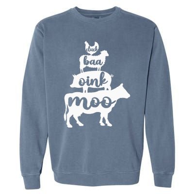 Oink Cluck Baa Moo Birthday Pig Chicken Cow Farmer Garment-Dyed Sweatshirt