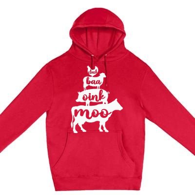 Oink Cluck Baa Moo Birthday Pig Chicken Cow Farmer Premium Pullover Hoodie