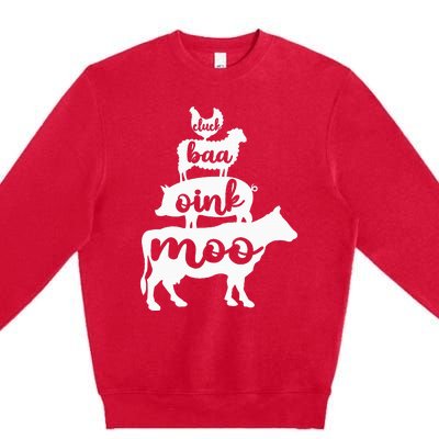 Oink Cluck Baa Moo Birthday Pig Chicken Cow Farmer Premium Crewneck Sweatshirt