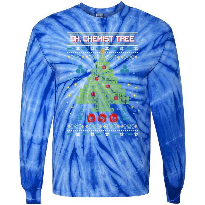 Oh Chemistree Chemist Tree Ugly Chemistry Christmas Gift Tie-Dye Long Sleeve Shirt