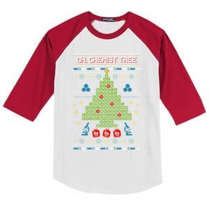 Oh Chemistree Chemist Tree Ugly Chemistry Christmas Gift Kids Colorblock Raglan Jersey