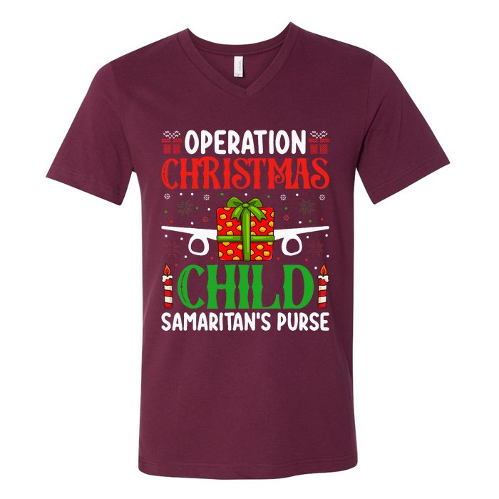 Operation Christmas Child SamaritanS Purse Chirstmas Theme V-Neck T-Shirt