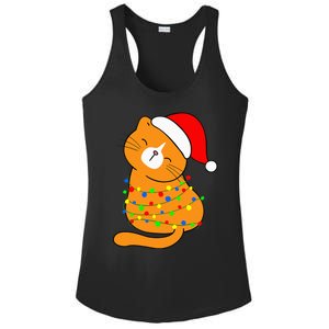 Orange Cat Christmas Tree Lights Santa Hat  Ladies PosiCharge Competitor Racerback Tank