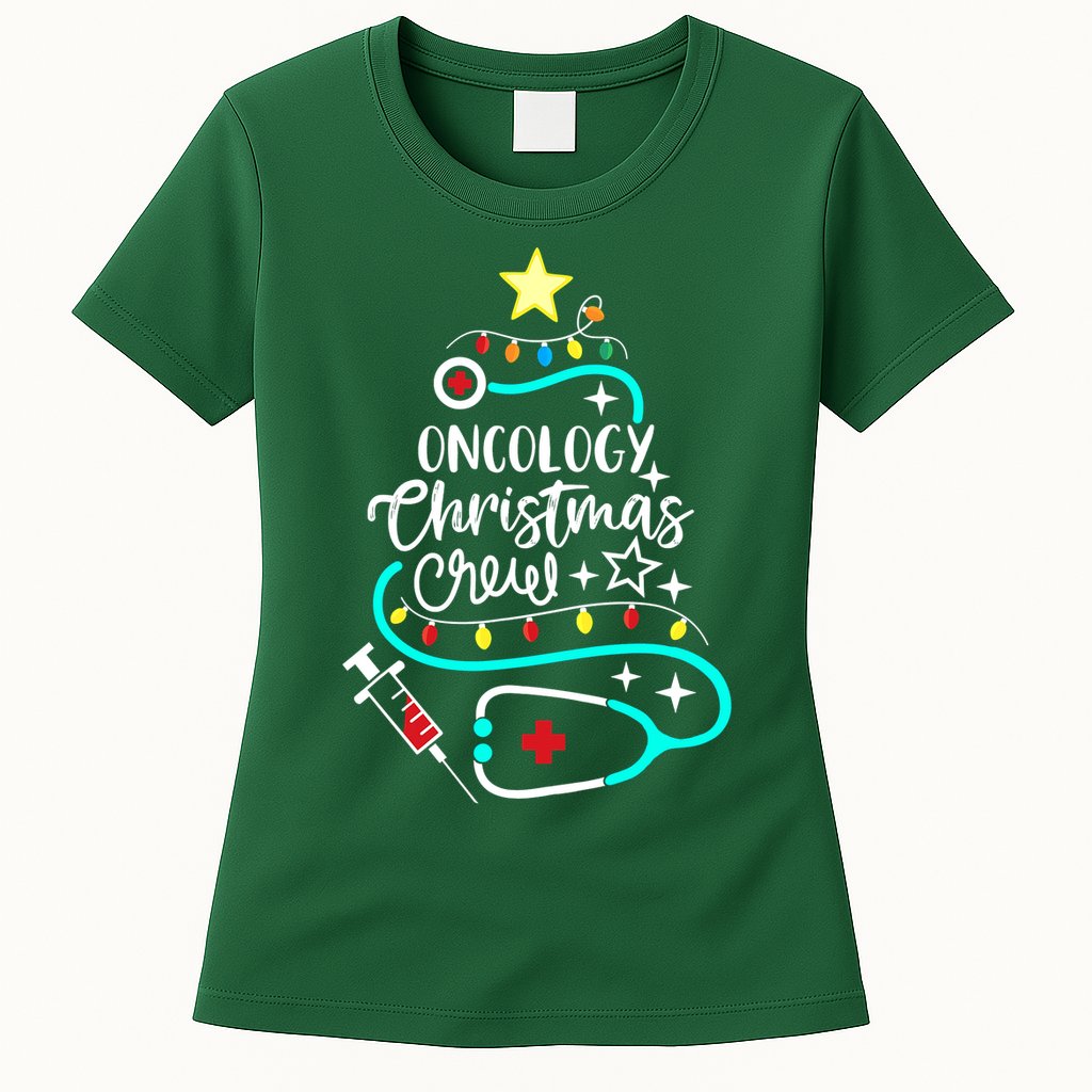Oncology Christmas Crew Oncology Nurse Oncologist Secretary Womens T-Shirt