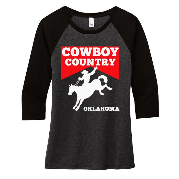 Oklahoma Cowboy Country Horse Riding Rodeo Women's Tri-Blend 3/4-Sleeve Raglan Shirt