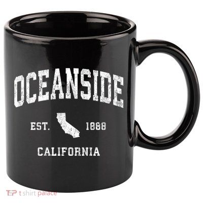 Oceanside California Ca Vintage Athletic 11oz C Handle Ceramic Mug