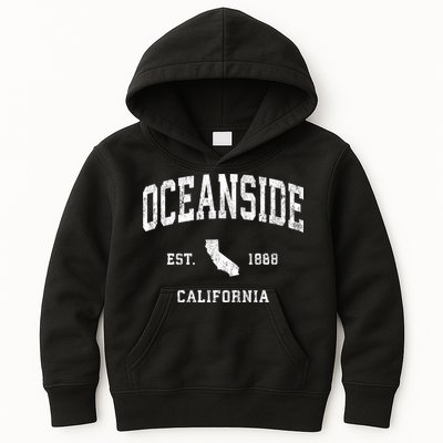 Oceanside California Ca Vintage Athletic Kids Hoodie