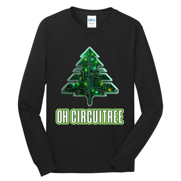 Oh Circuitree Christmas Electronics Circuit Board Tall Long Sleeve T-Shirt